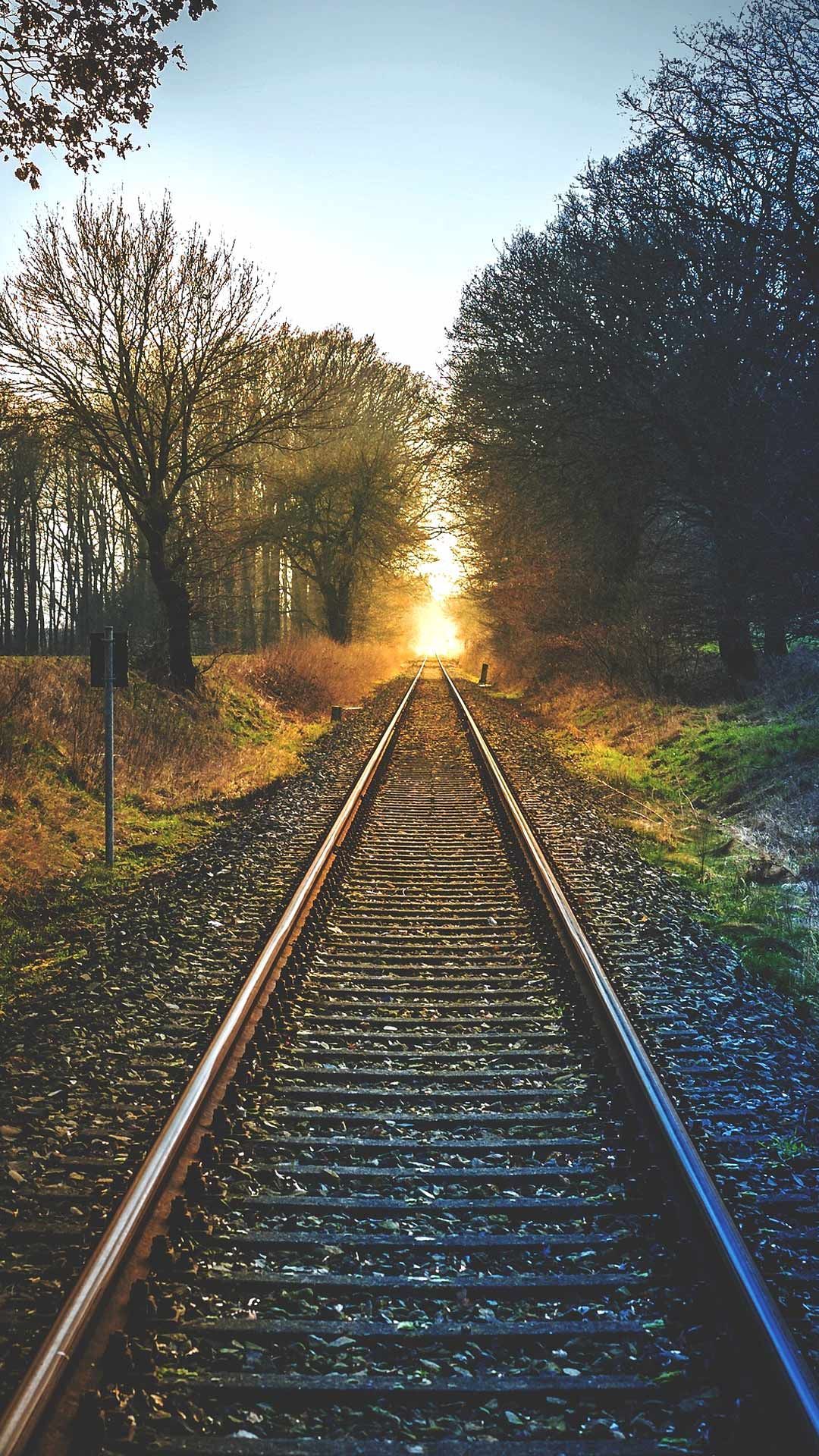 Train track wallpaper phone background for free download