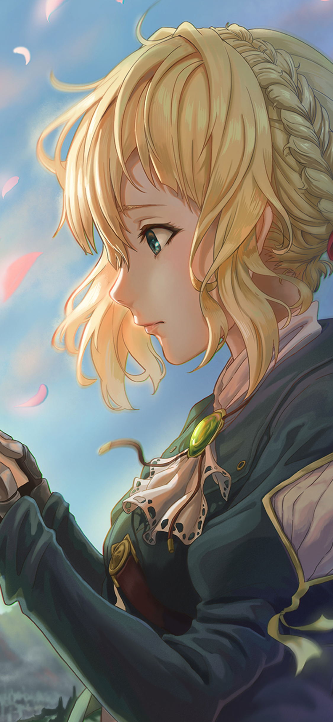 Violet Evergarden, Blonde, Letter, Petals, Profile
