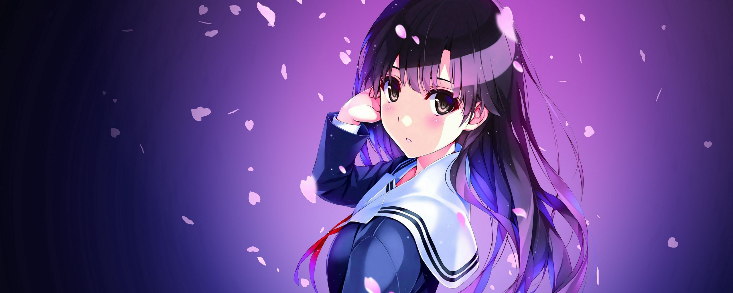 Download wallpaper 2560x1024 anime, schoolgirl, uniform, girl