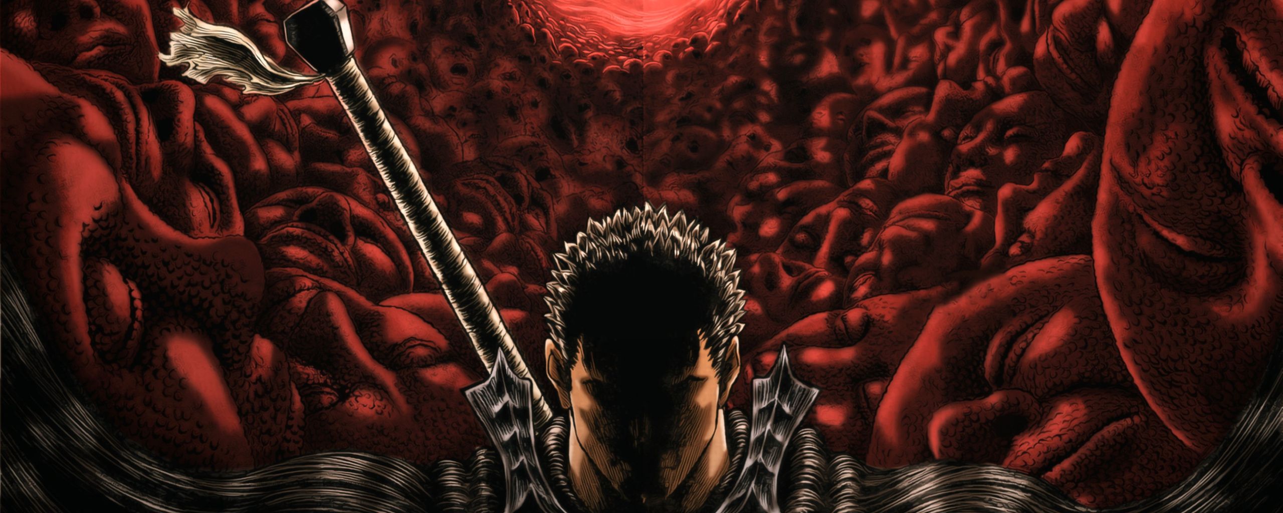 Download Berserk, anime, dark, warrior wallpaper, 2560x Dual