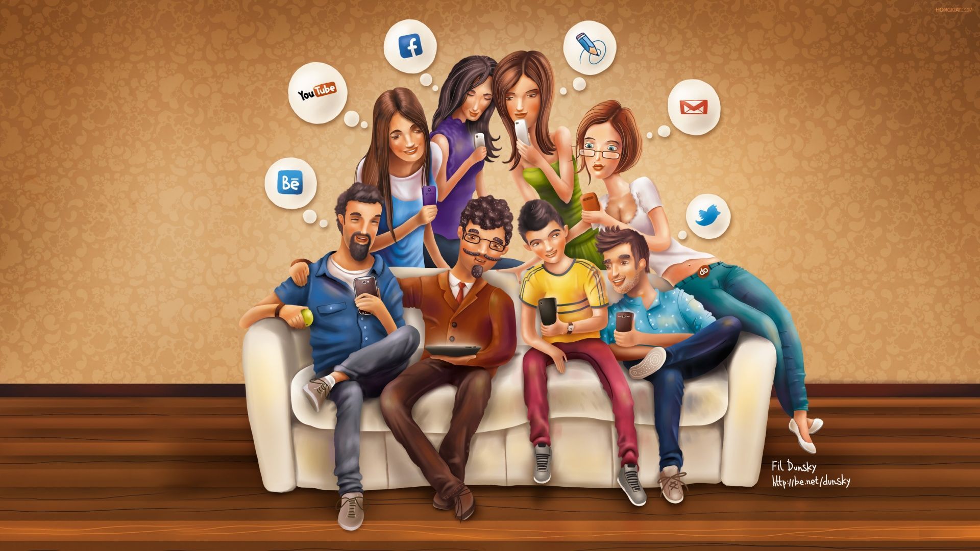 Download Social media cartoon wallpaper. Social media packages