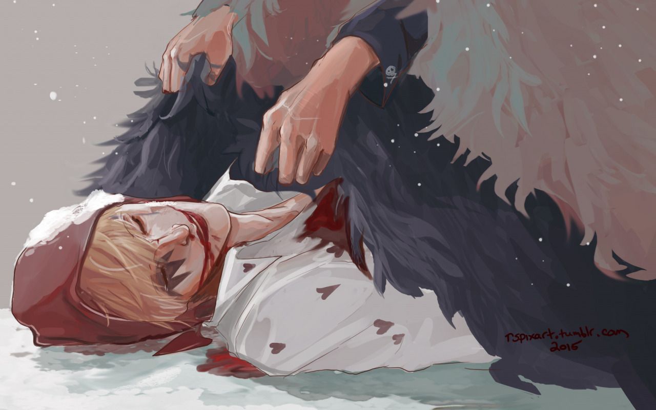 Download wallpaper blood, hat, feathers, hands, art, Anime, guy