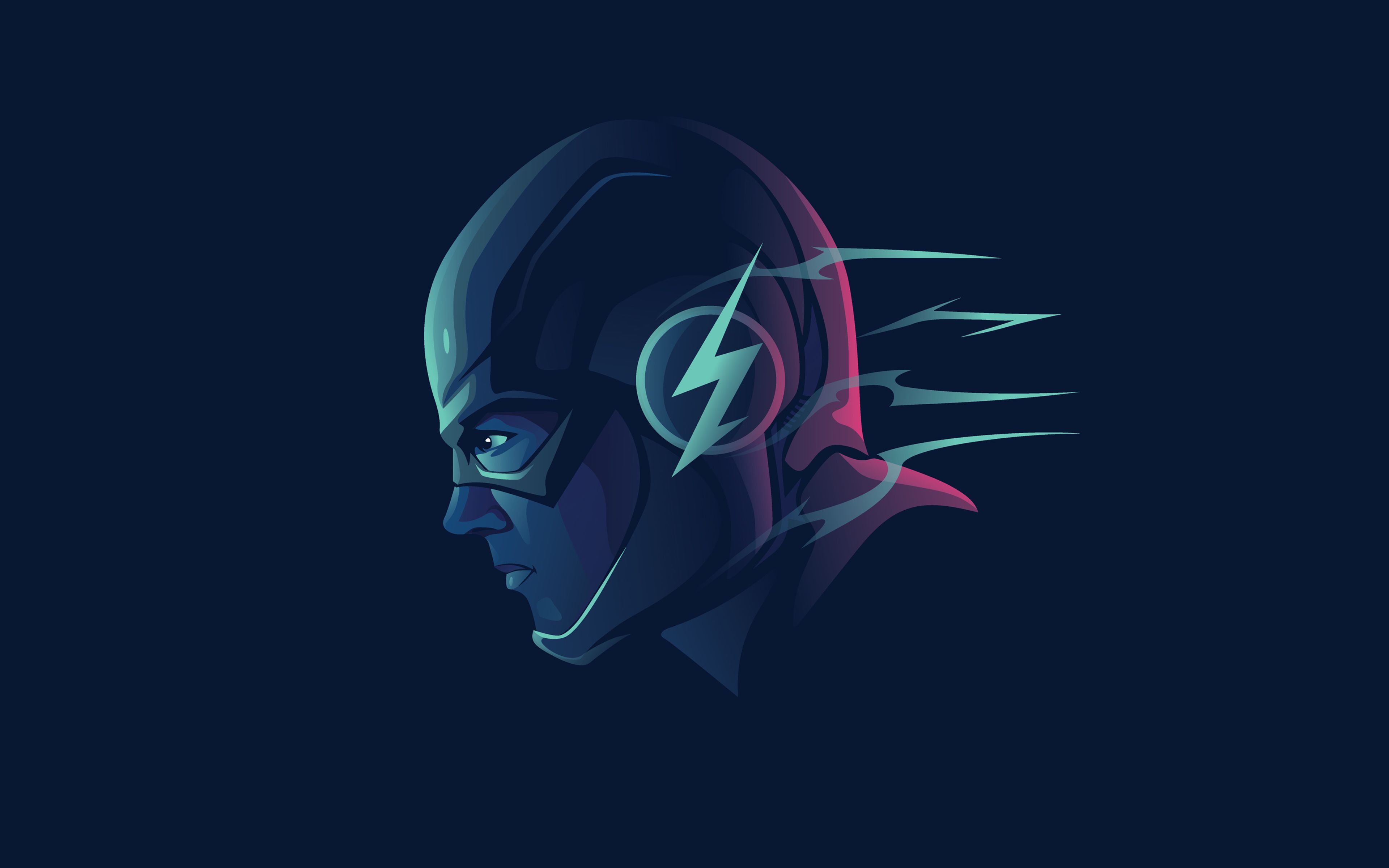 Download wallpaper Flash, 4k, minimal, superheroes, blue