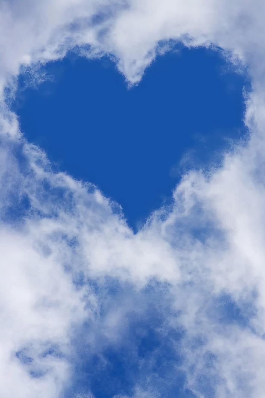 heart, sky, clouds, blue sky, love, heaven, iphone wallpaper