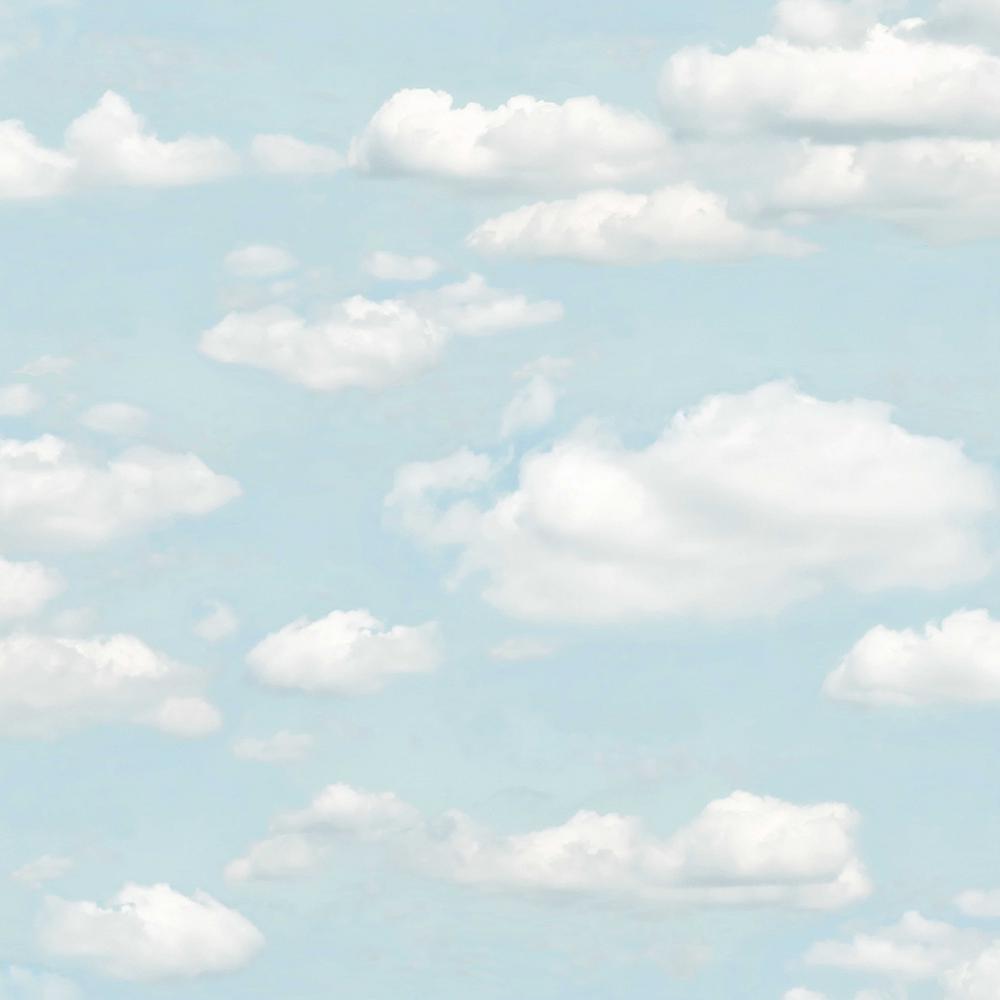 Brewster Bath Blue Clouds Wallpaper Sample 2734 24890SAM