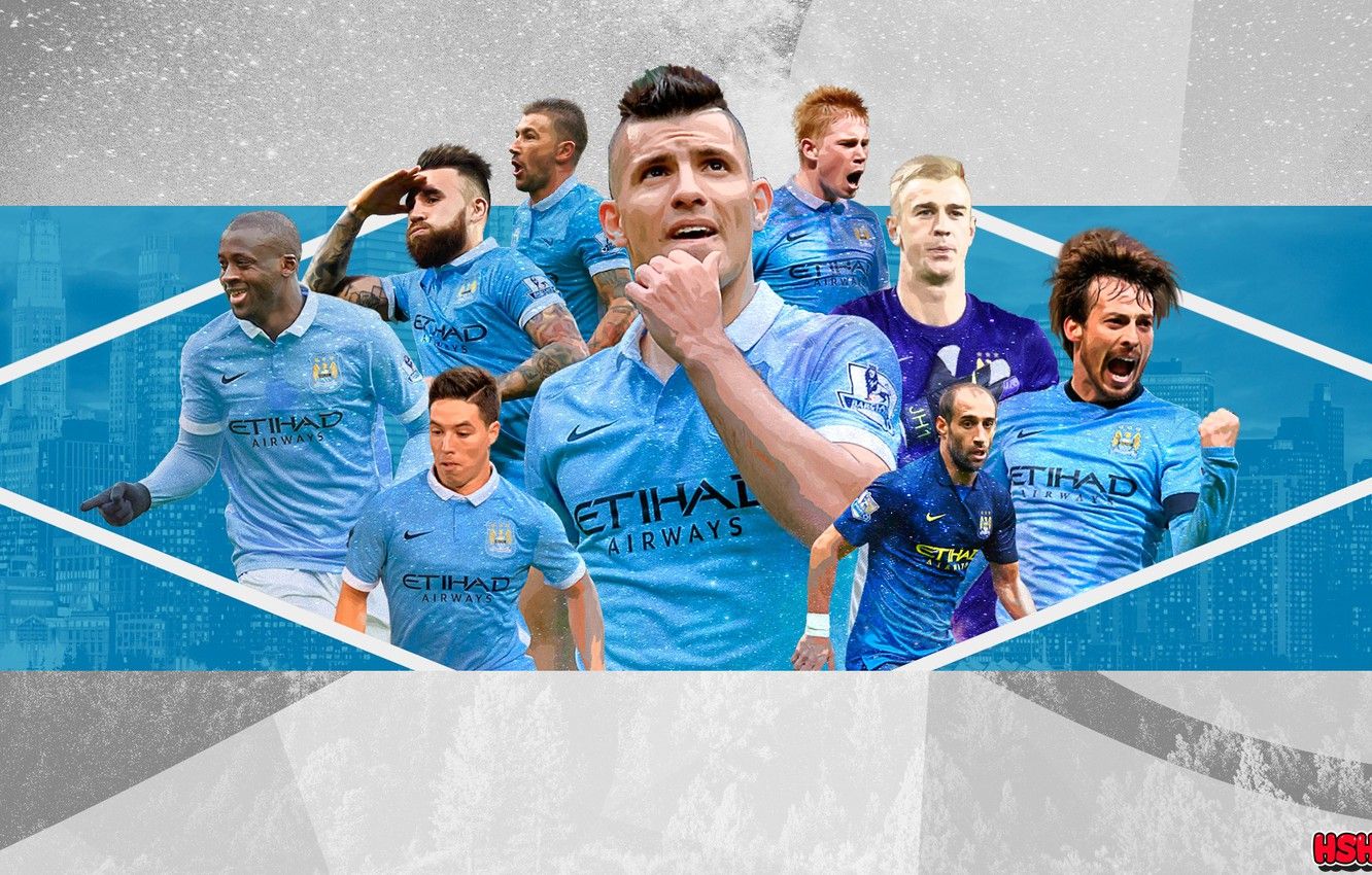 Wallpaper Manchester City, Silva, Manchester City, Aguero, Hart