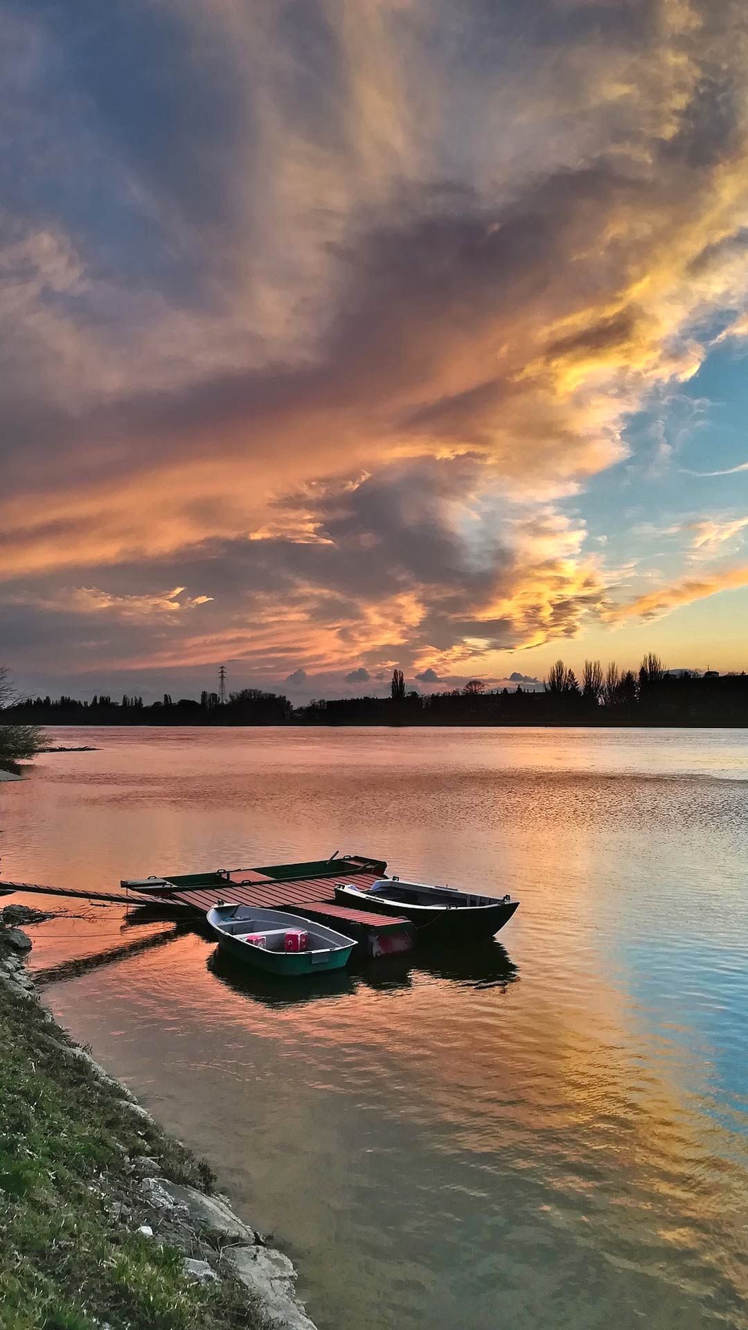 River sunset wallpaper for android mobile phone free download