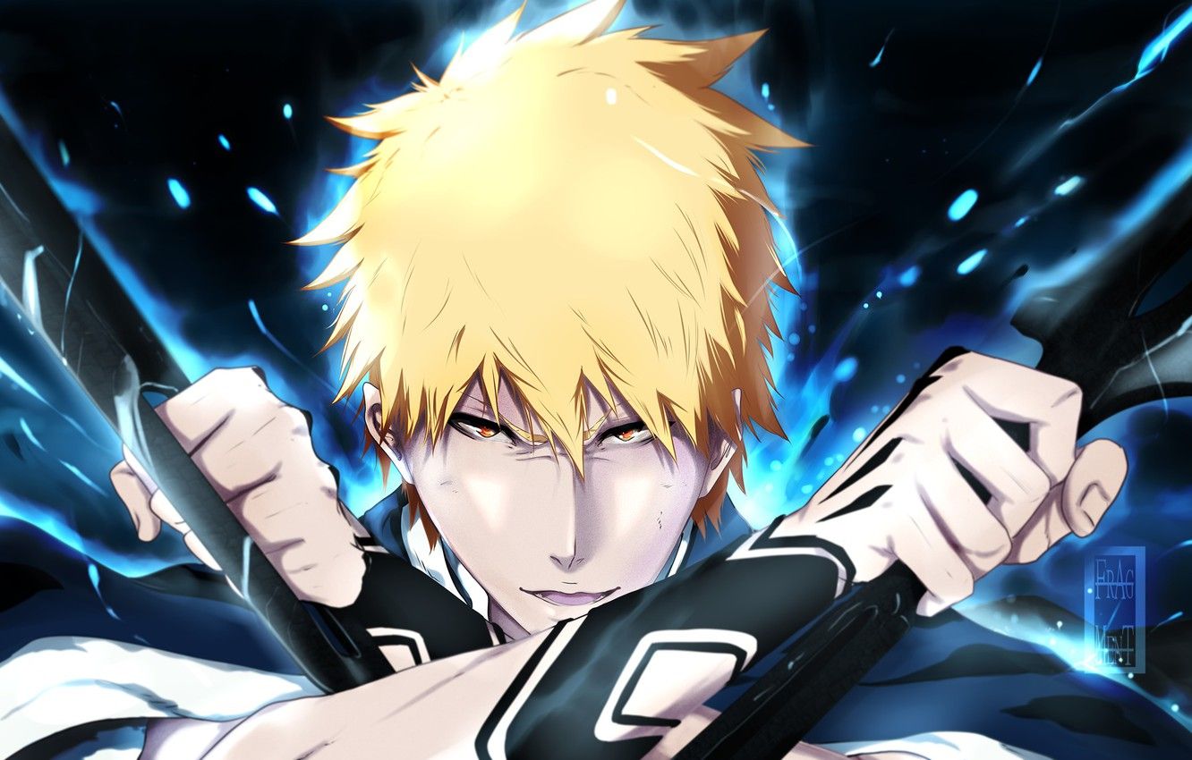 Wallpaper look, smile, weapons, magic, guy, Bleach, Bleach