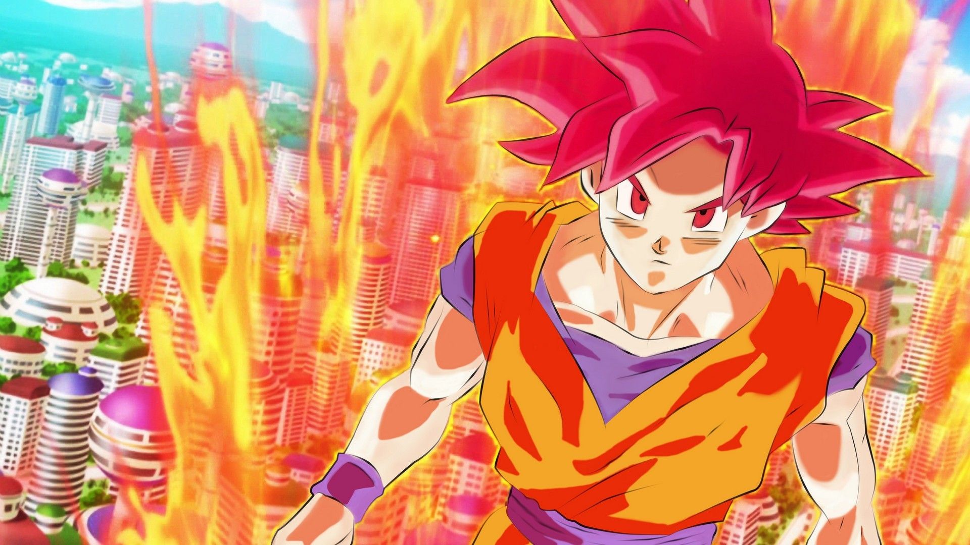 Goku Super Saiyan God Desktop Background Live Wallpaper HD
