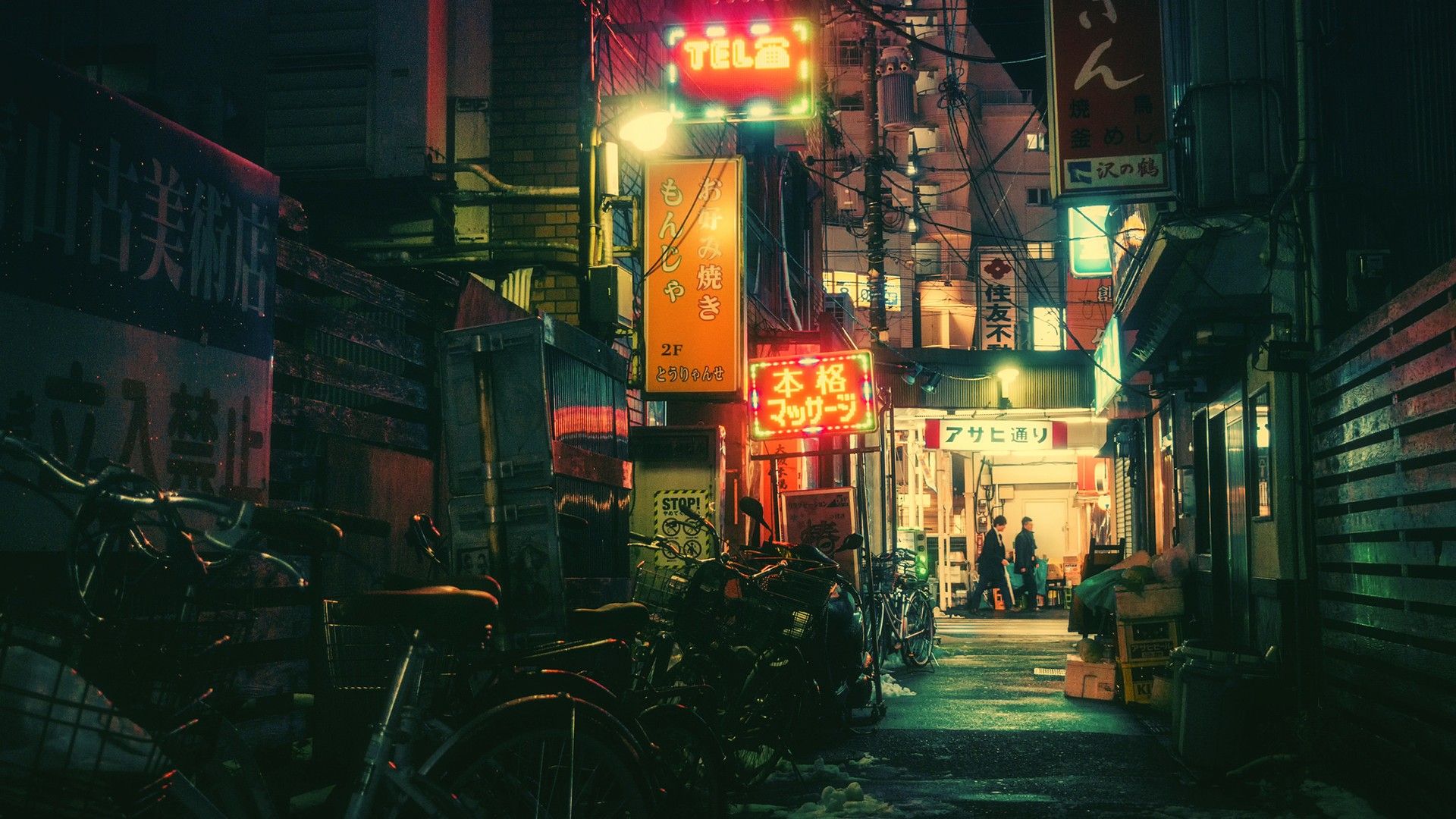 Japanese, Tokyo, Neon light, Bicycle Wallpaper HD / Desktop