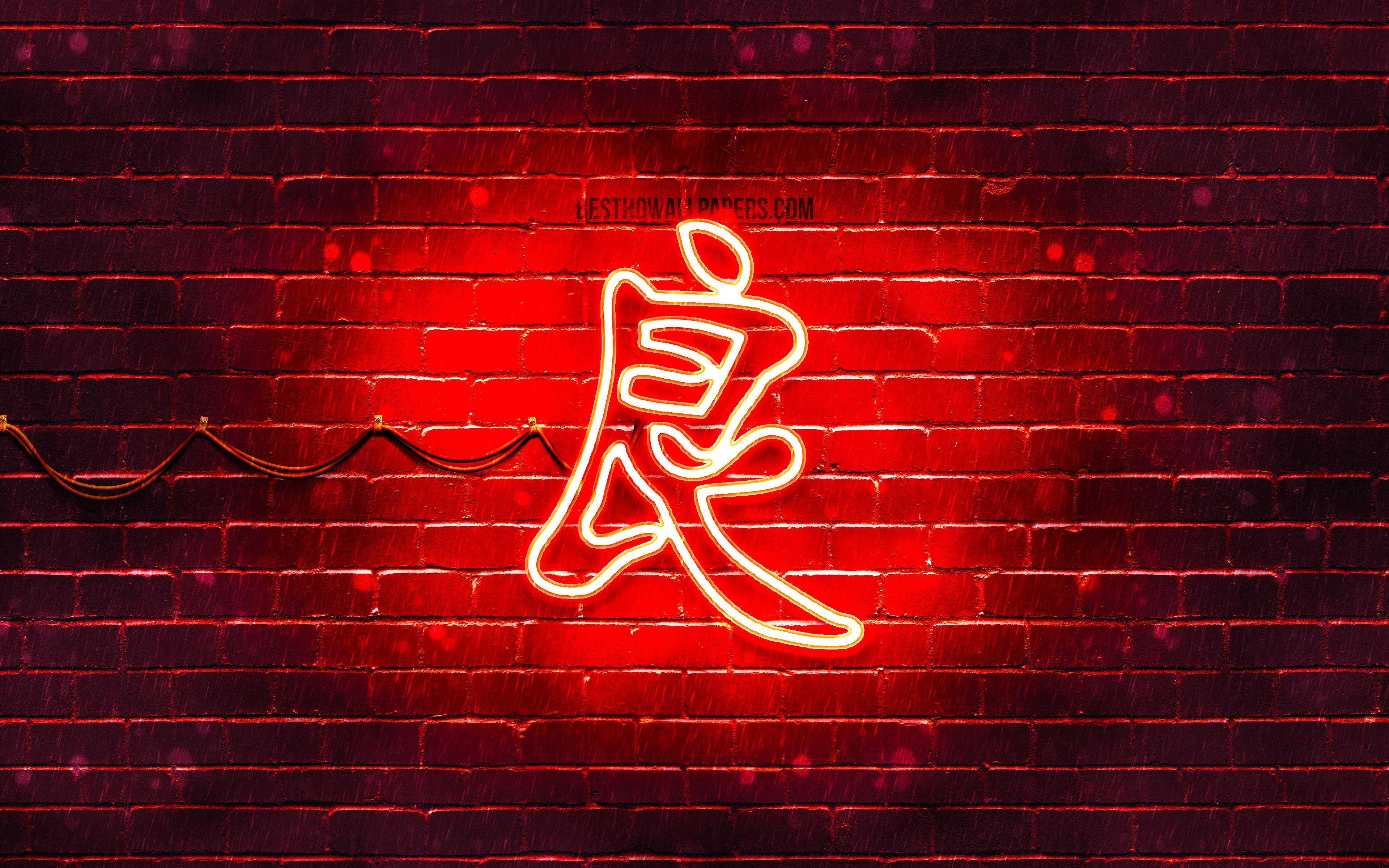 Download wallpaper Good Kanji hieroglyph, 4k, neon japanese