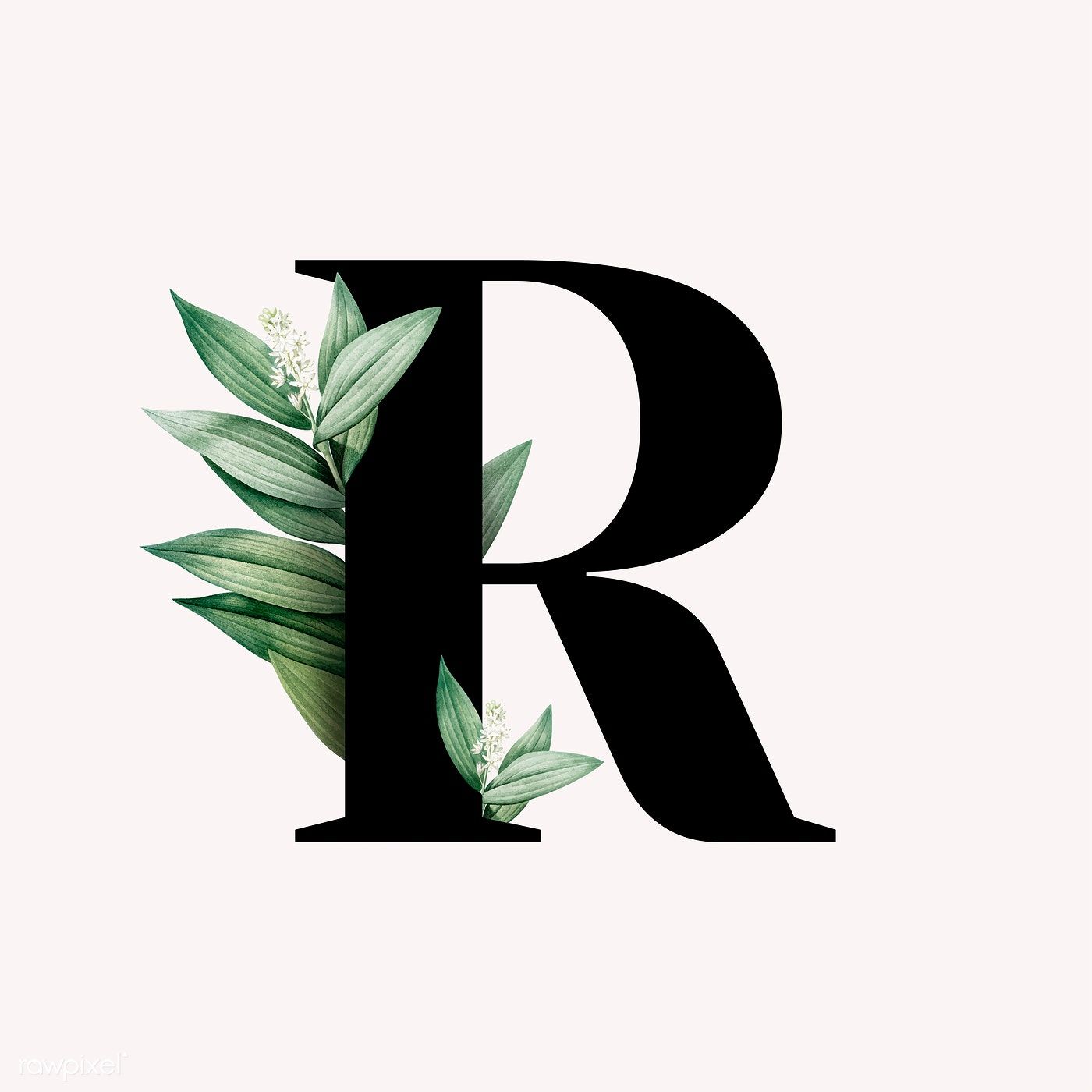 Download premium vector of Botanical capital letter R vector