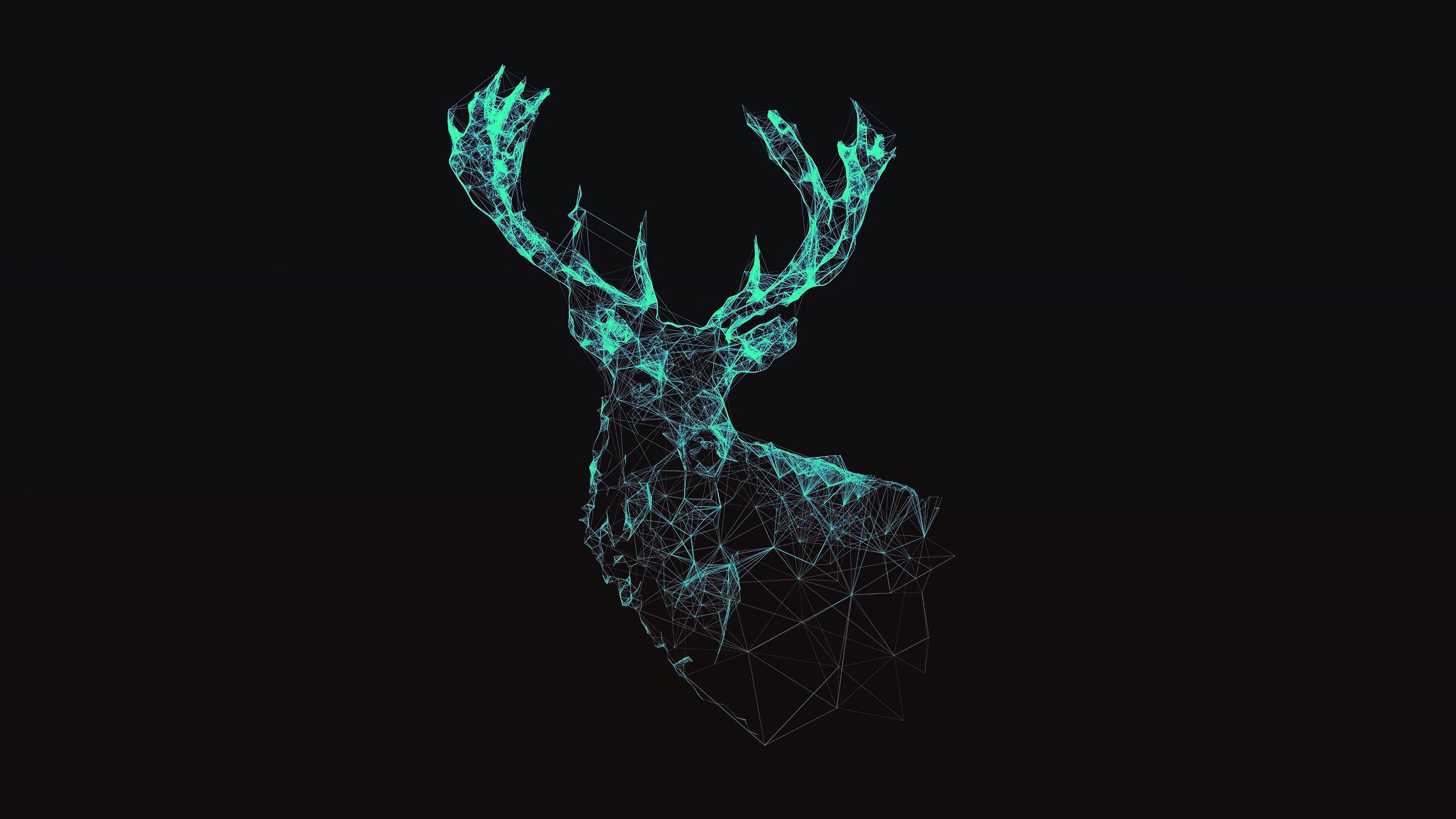 Minimalist Deer Abstract Animal 4K