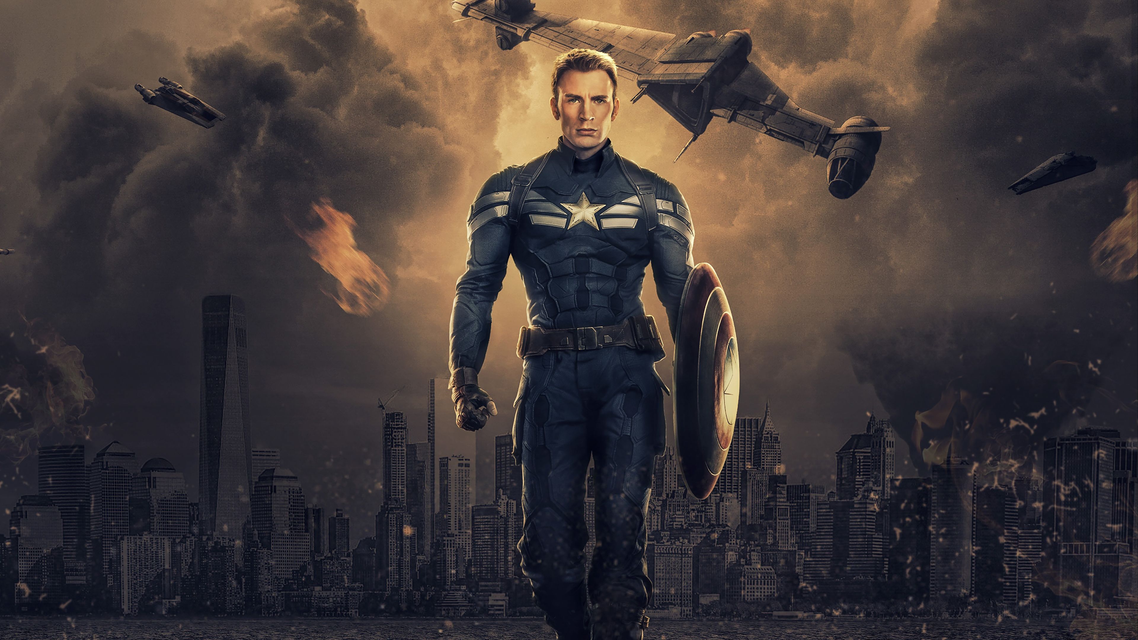 Chris Evans as Captain America 4K Wallpaper