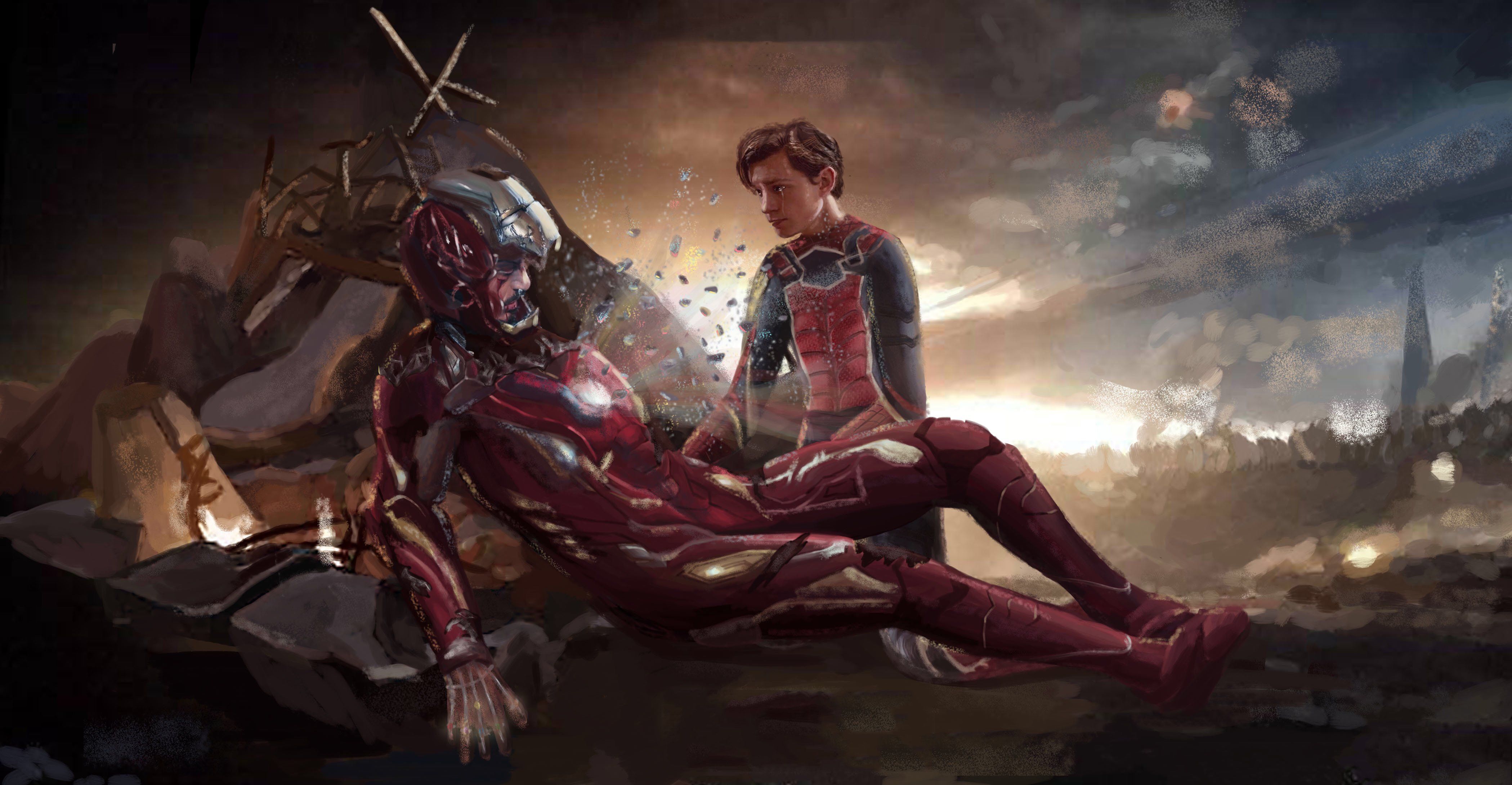 Artwork Iron Man And Spiderman Wallpaper