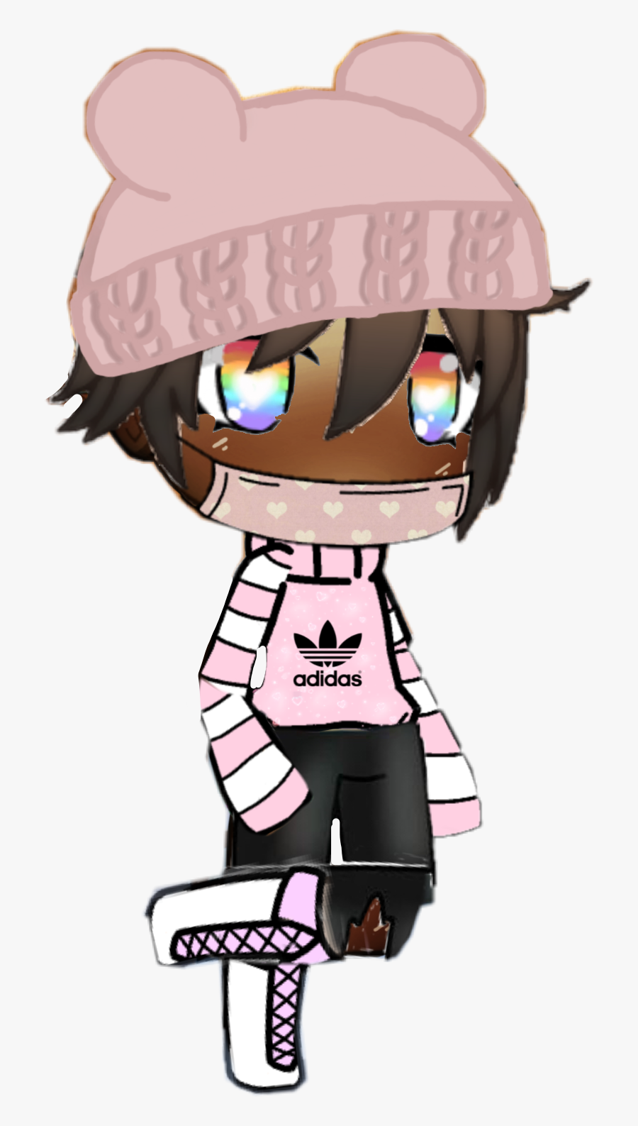 cute #cold #winter #brown #pink #white #black #rainbow Gacha