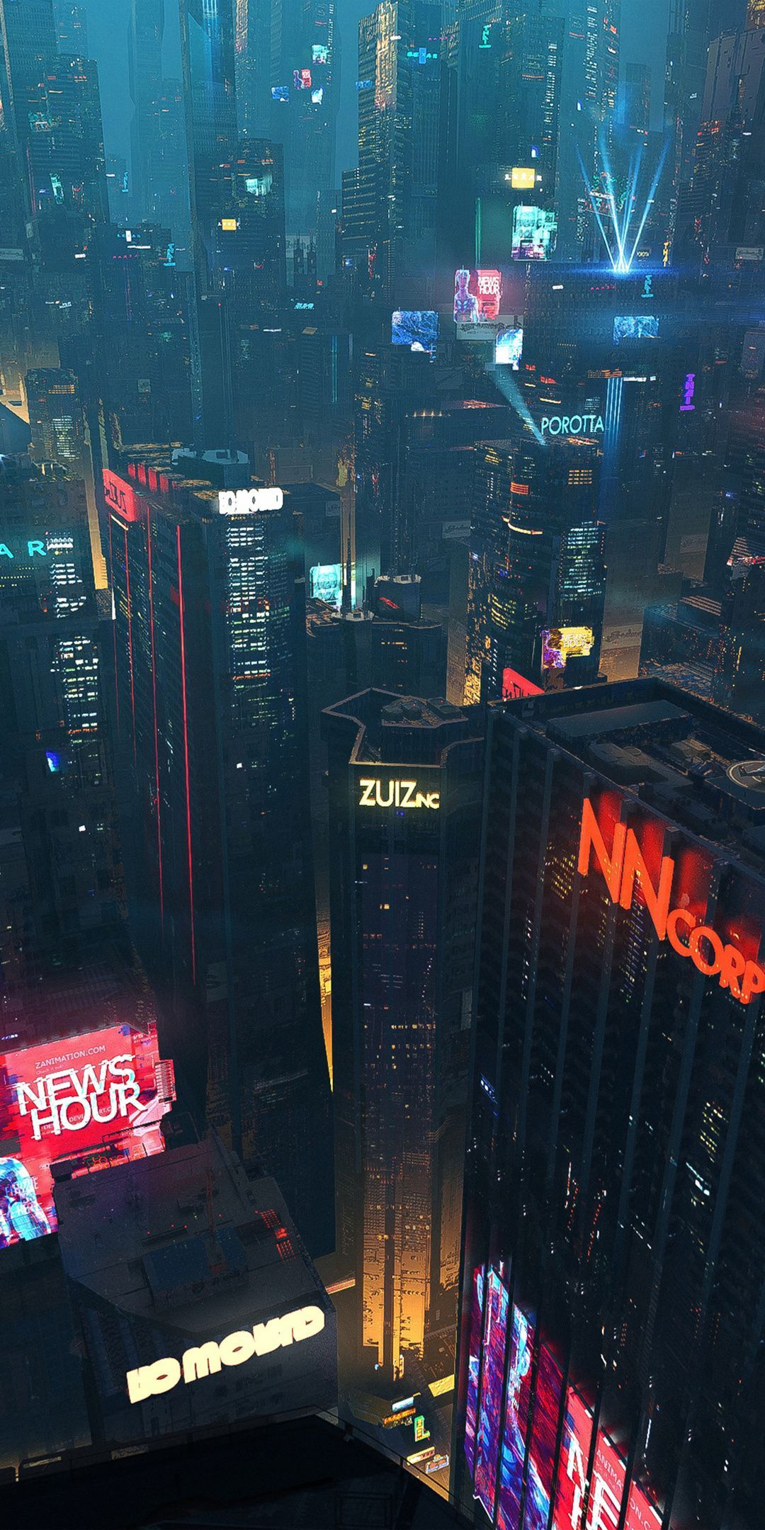 Cityscape, futuristic city, night, buildings, dark, 1080x2160 wallpaper. Futuristic city, Cyberpunk city, City wallpaper
