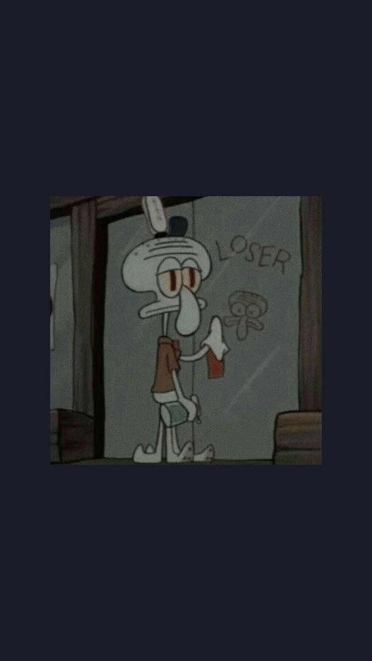 Sad Squidward, aesthetic, sad aesthetic, spongebob, HD phone