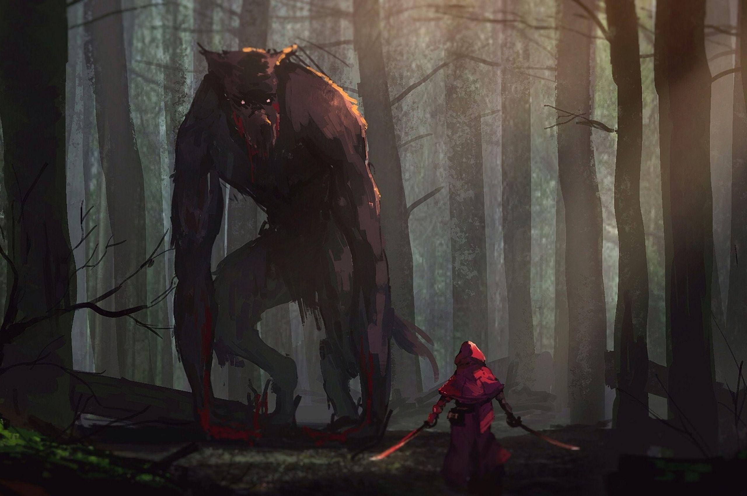 Little Red Riding Hood Vs Werewolves Fairy Tale Artwork