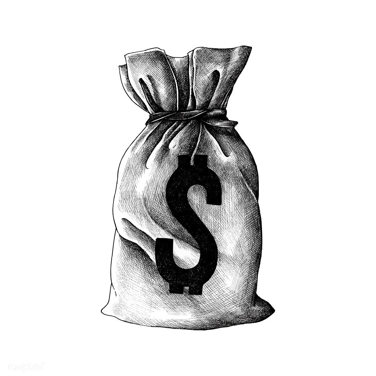 Download premium vector of Hand drawn old money bag 410648. How