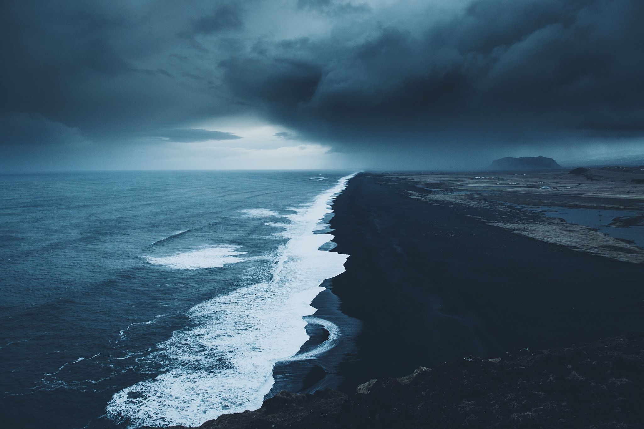 #shore, #landscape, #Black Beach, #coast, #storm, #Iceland