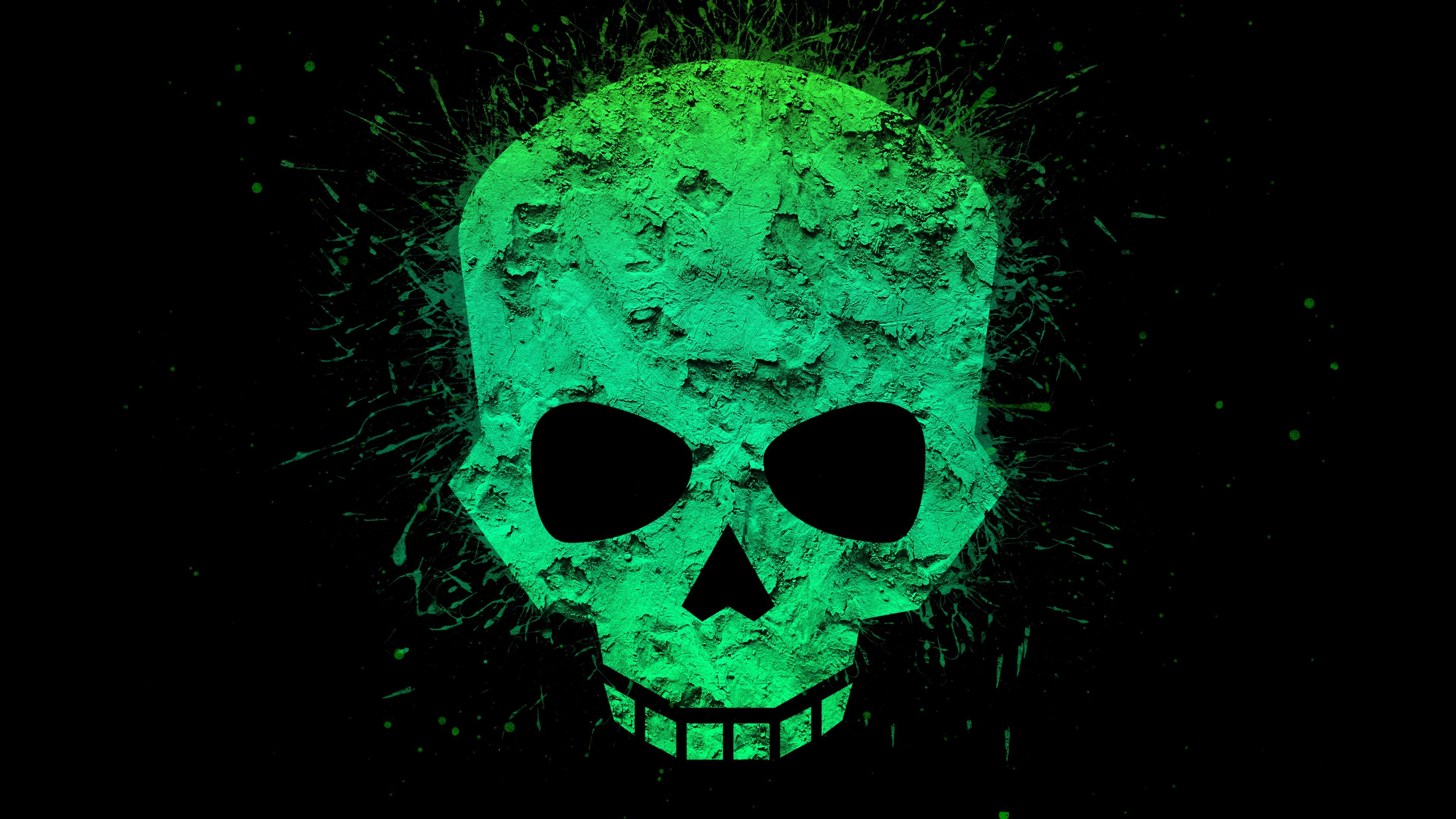 Green Skull 4k, HD Artist, 4k Wallpaper, Image, Background