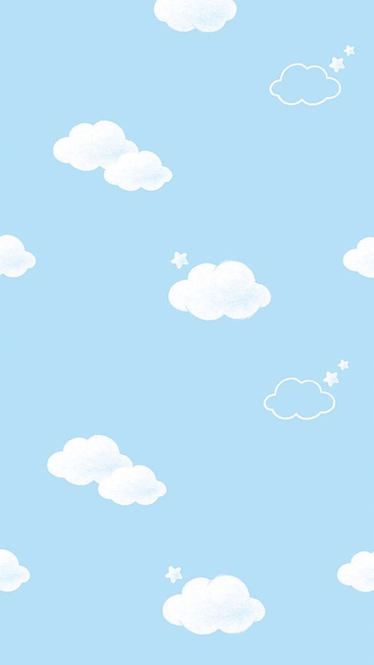 Blue white mini clouds stars iphone wallpaper phone background