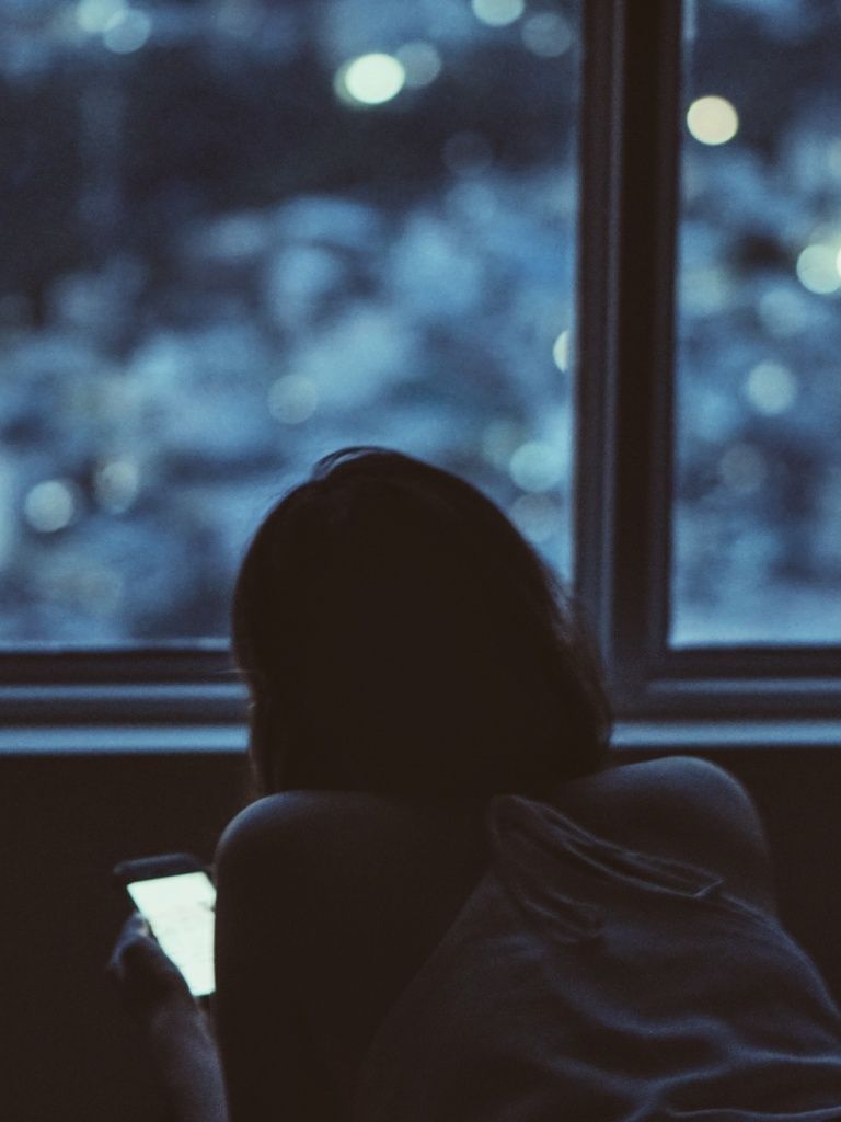 Girl Evening Window Phone iPad mini wallpaper