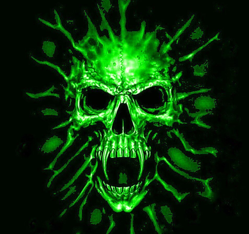 Green Skull. Skull artwork, Skull art, Skull picture