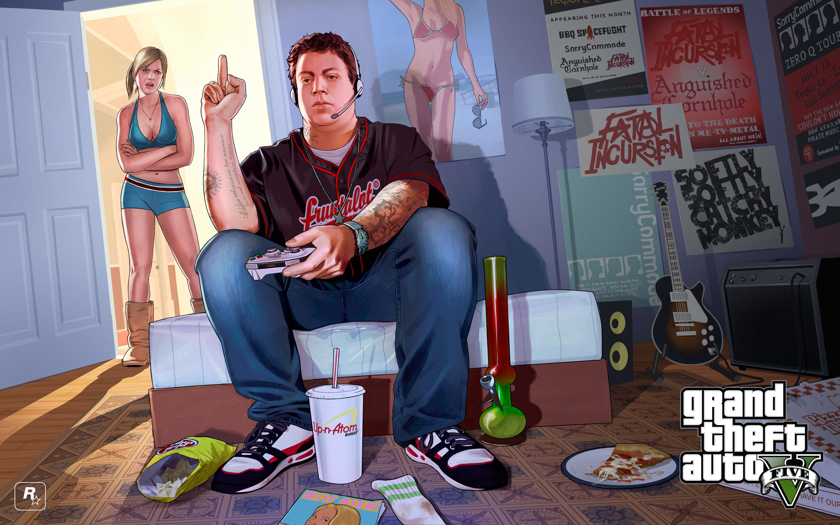 Picture GTA 5 Grand Theft Auto Man Girls Room Jeans vdeo 2880x1800