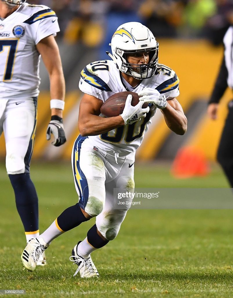 Austin Ekeler Of The Los Angeles Chargers In Action During