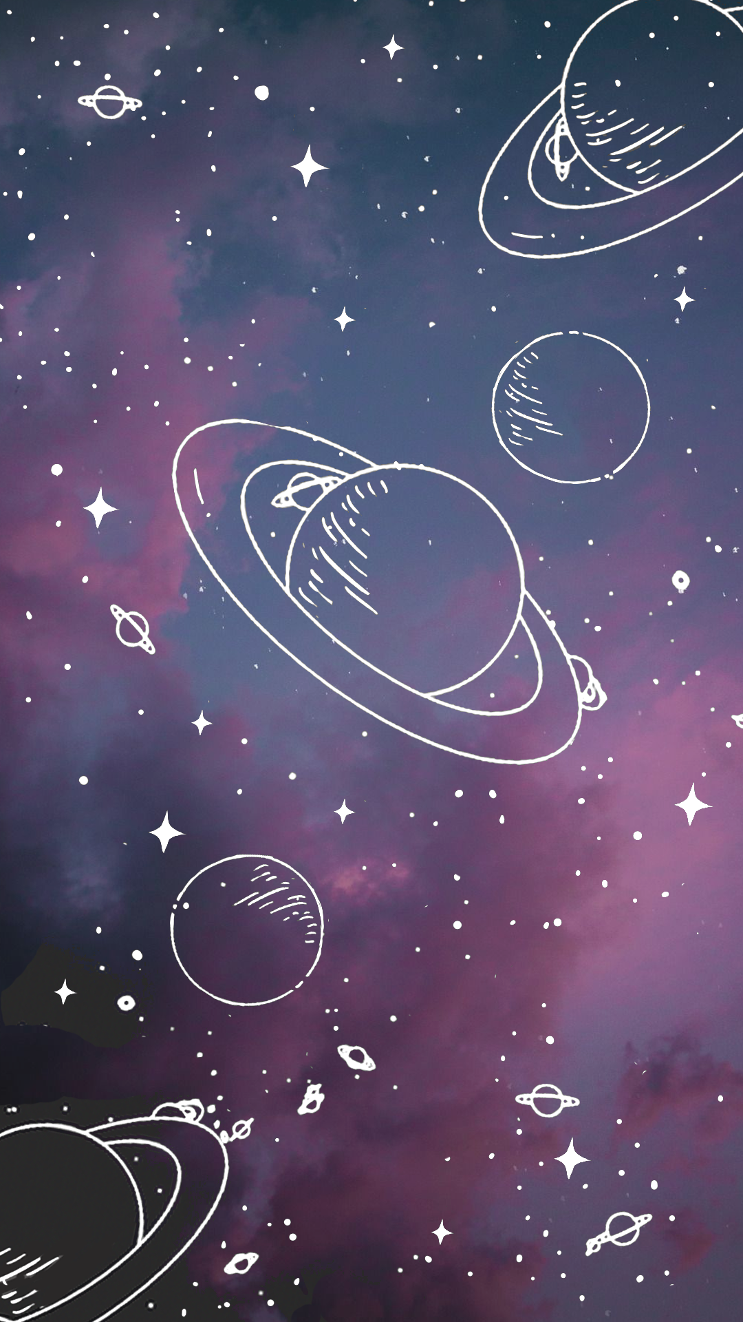 universe, galaxy, stars, planets, space, pastel colors, wallpaper