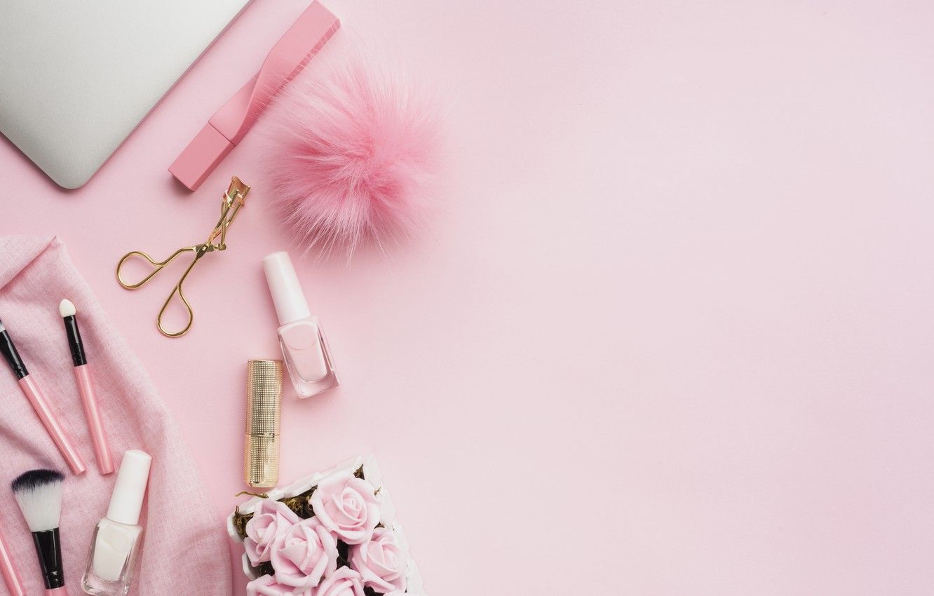 Wallpaper pink, instrumento, brush, pink background, pink, nail