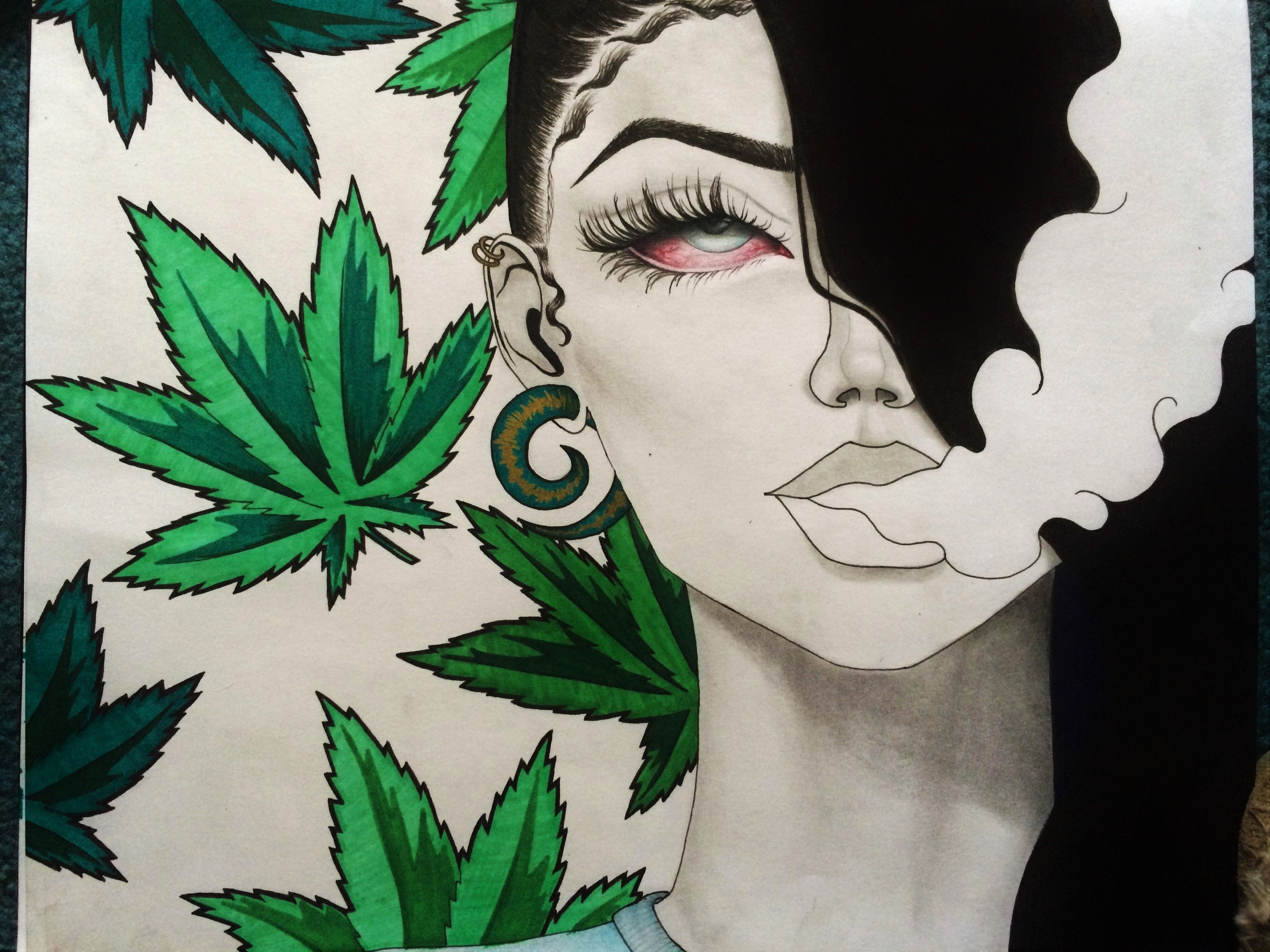 Drawings Of Girls Smoking Weed
