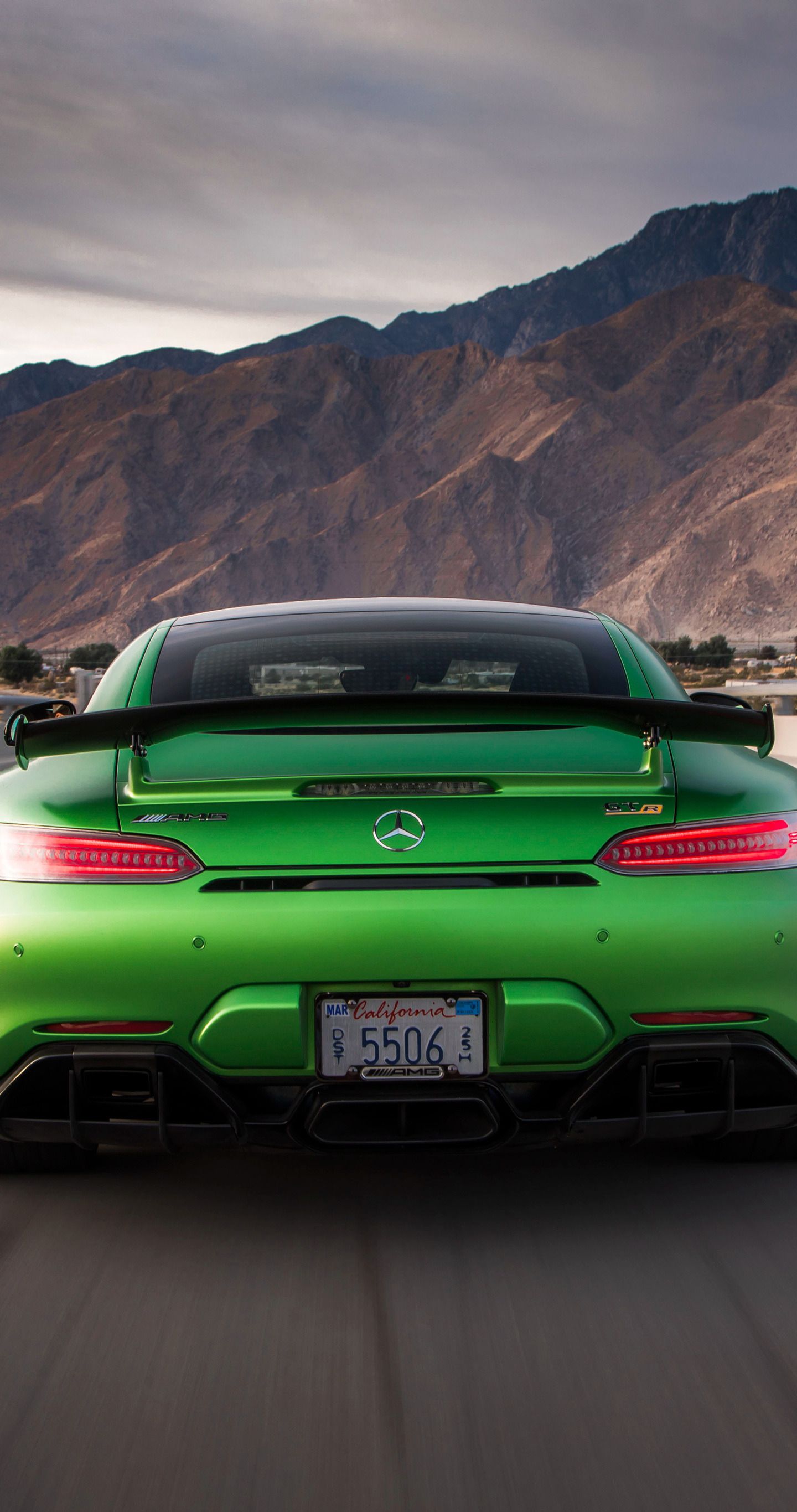 Download 1440x2960 Wallpaper Mercedes Amg Gt R, Rear, On Road