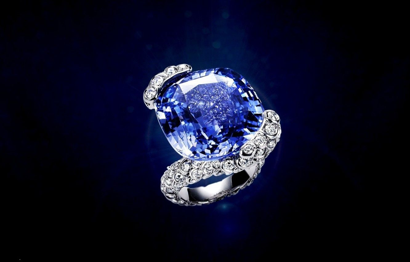 Wallpaper blue, stone, ring, decoration, diamond, sapphire image for desktop, section макро