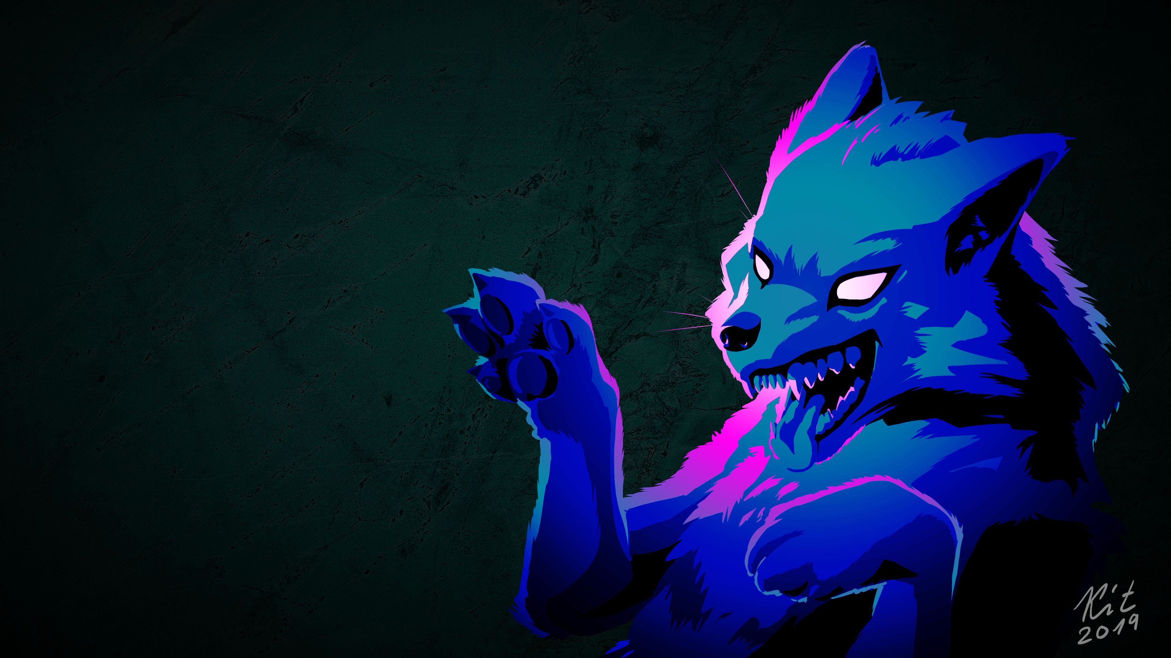 Wolf Wallpaper NEON [FREE TO USE] by Kitaron - Fur Affinity [dot] net