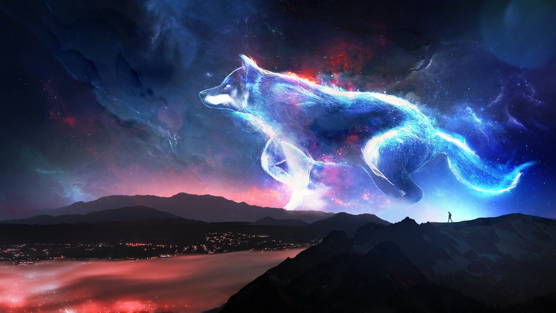 Wallpaper Wolf, Nebula, Surreal, HD, Creative Graphics