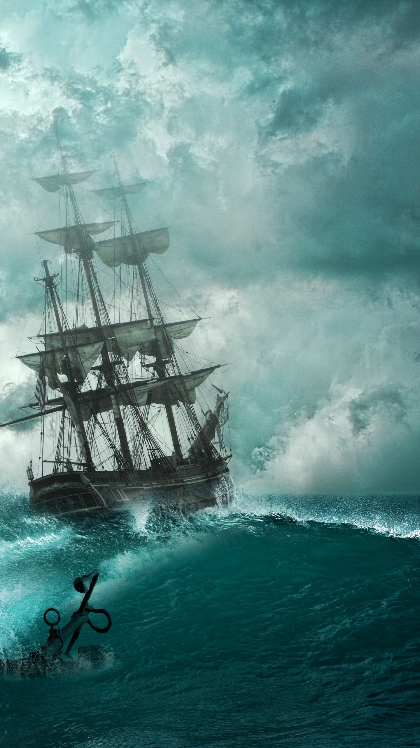 Wallpaper Pirate ship, Ocean, 4K, Creative Graphics