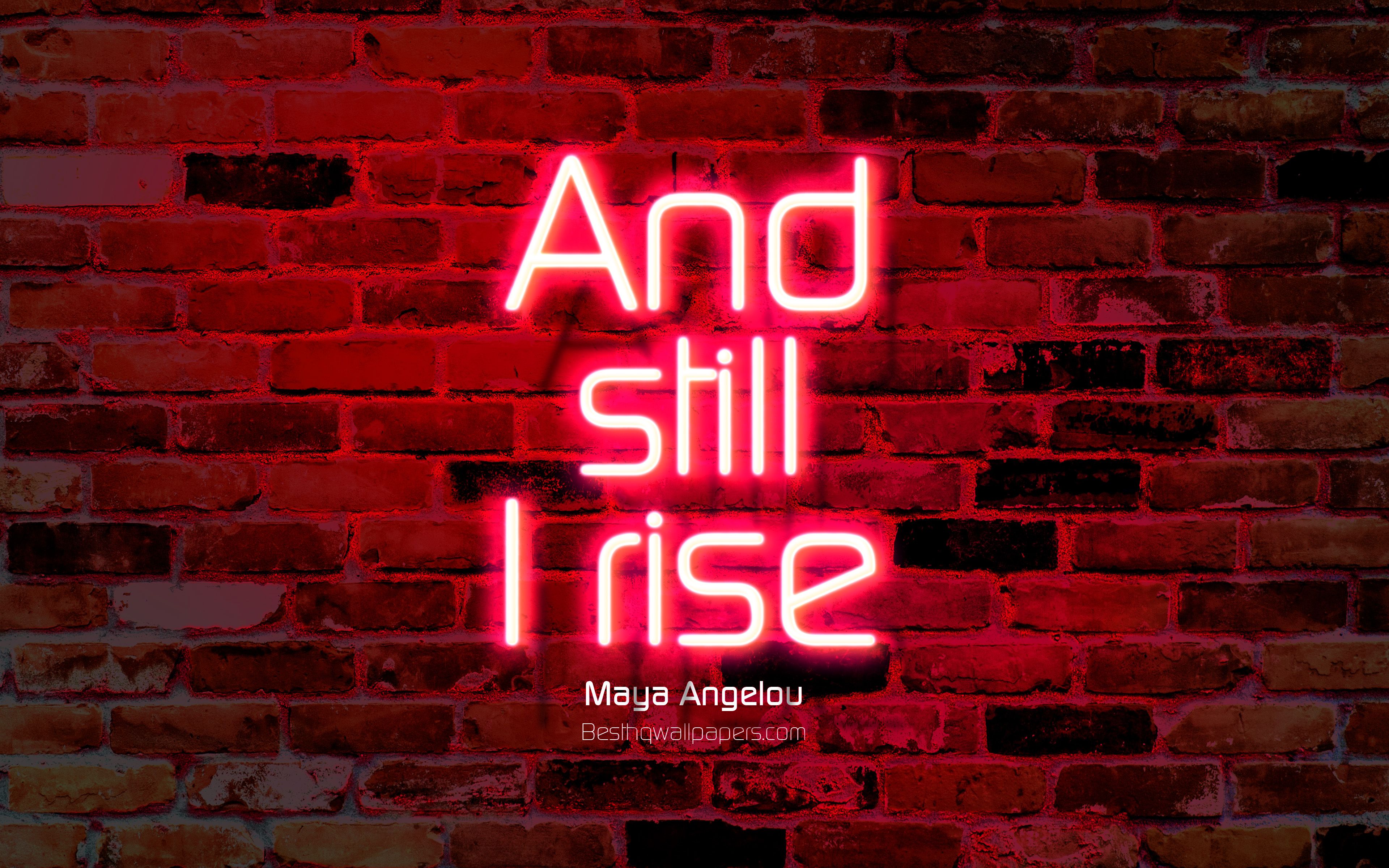 Download wallpaper And still I rise, 4k, blue brick wall, Maya