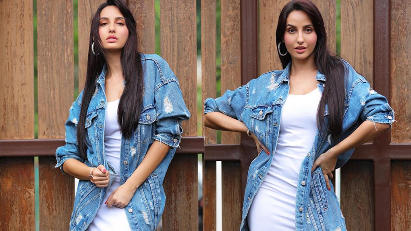 Nora Fatehi looks gorgeous as she poses in a cool denim jacket