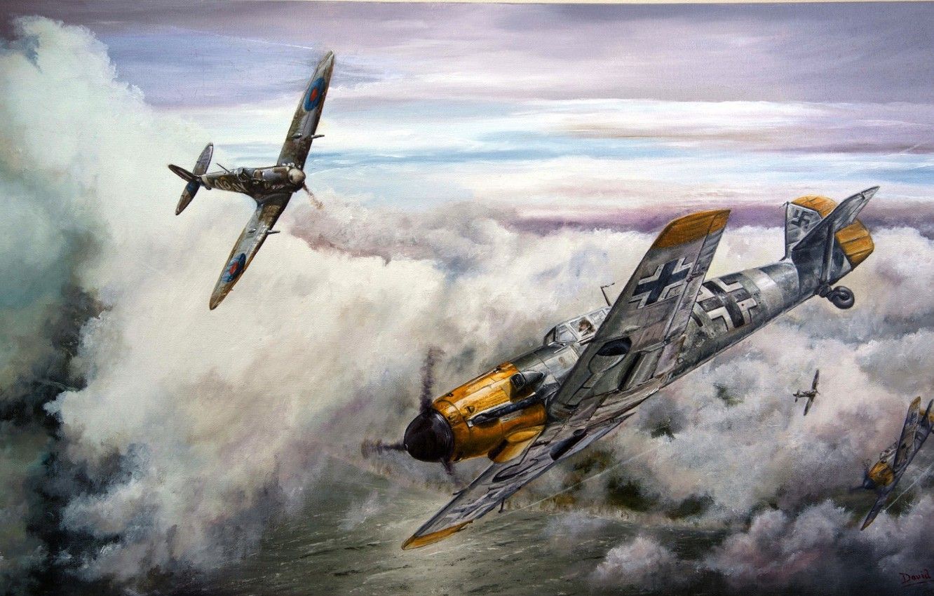 Wallpaper aircraft, war, spitfire, airplane, aviation, dogfight