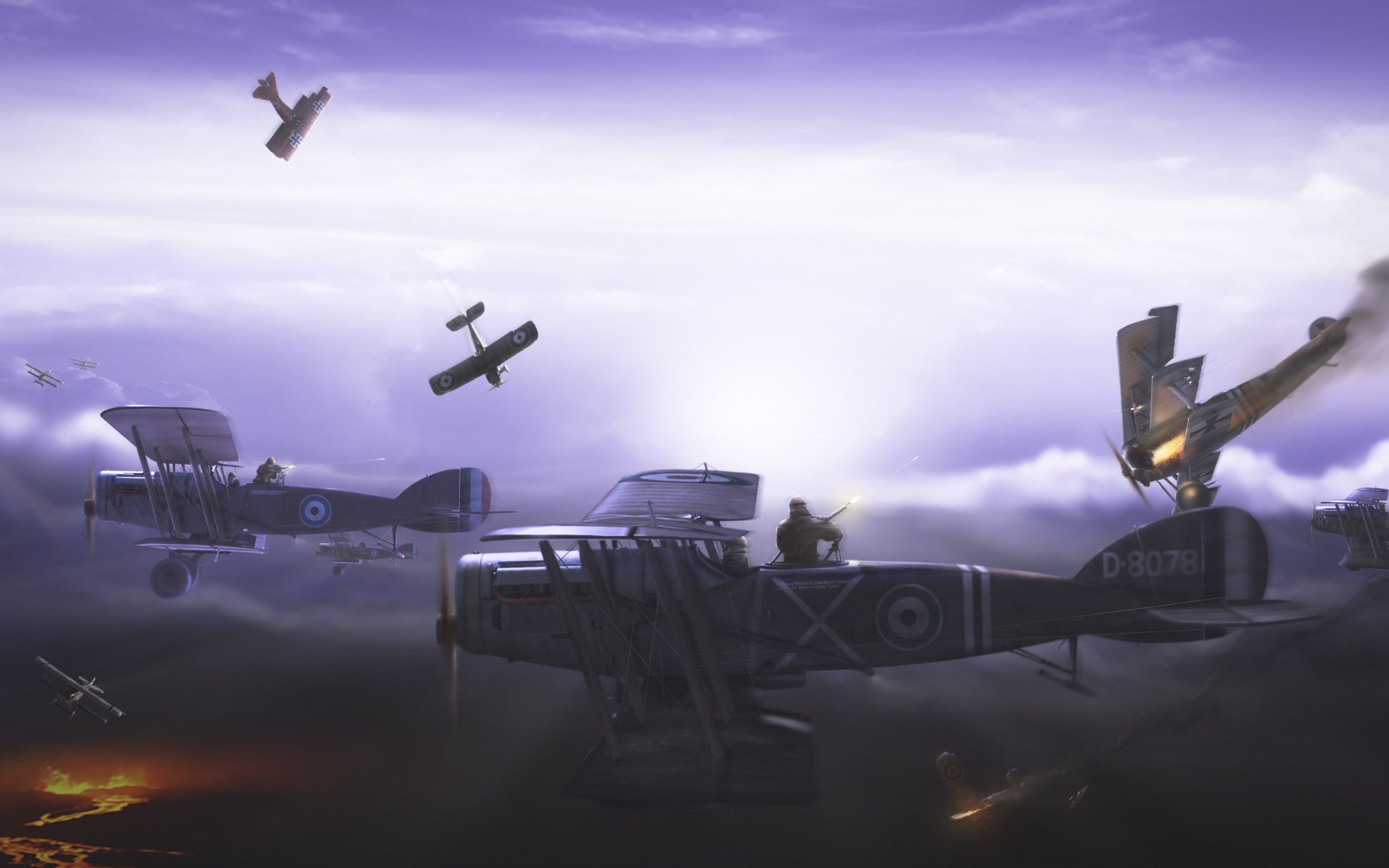 dogfight, The, First, World, War, Planes, Shooting, Night