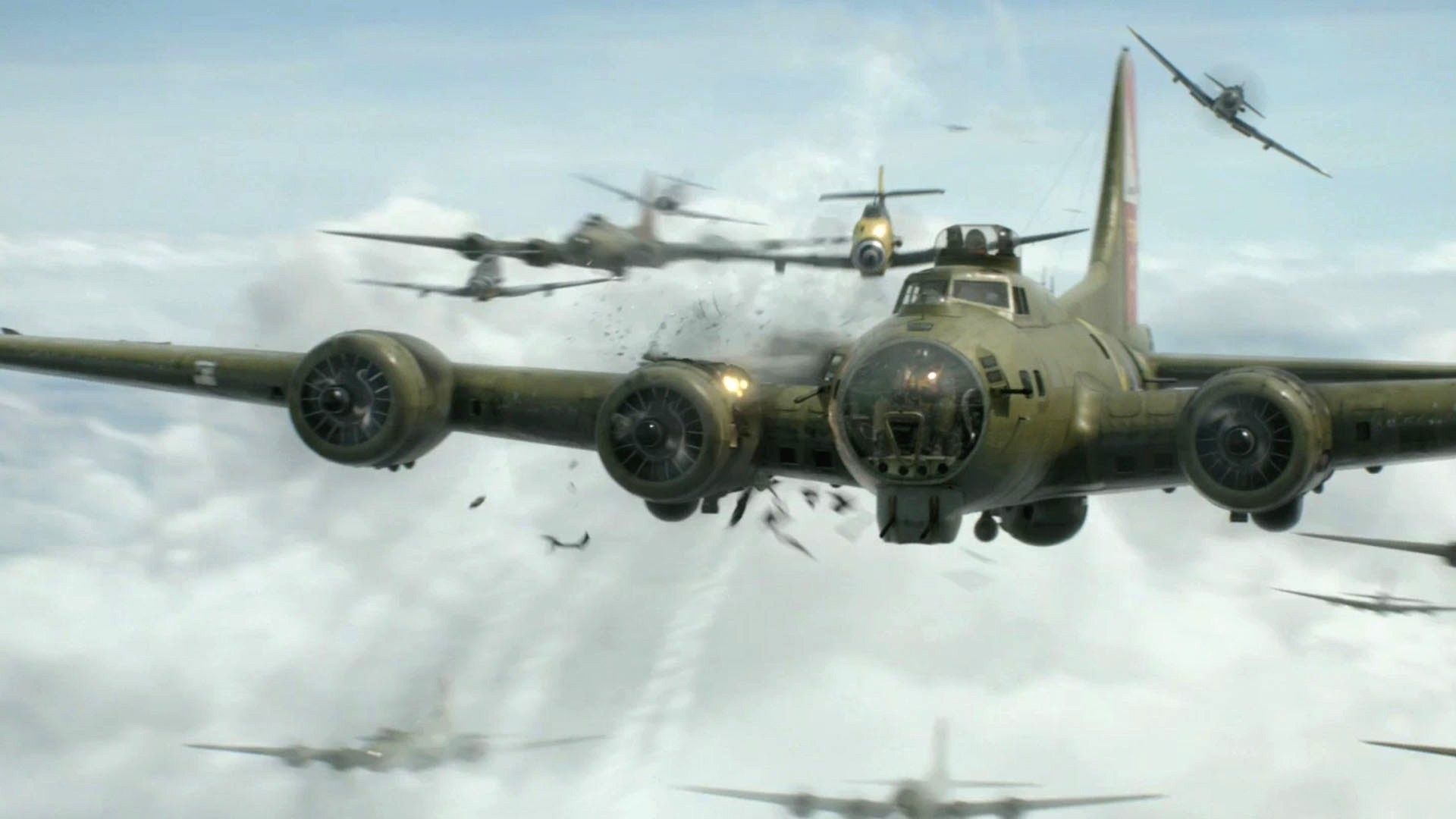 #dogfight, #airplane, #World War II, #Boeing B 17 Flying