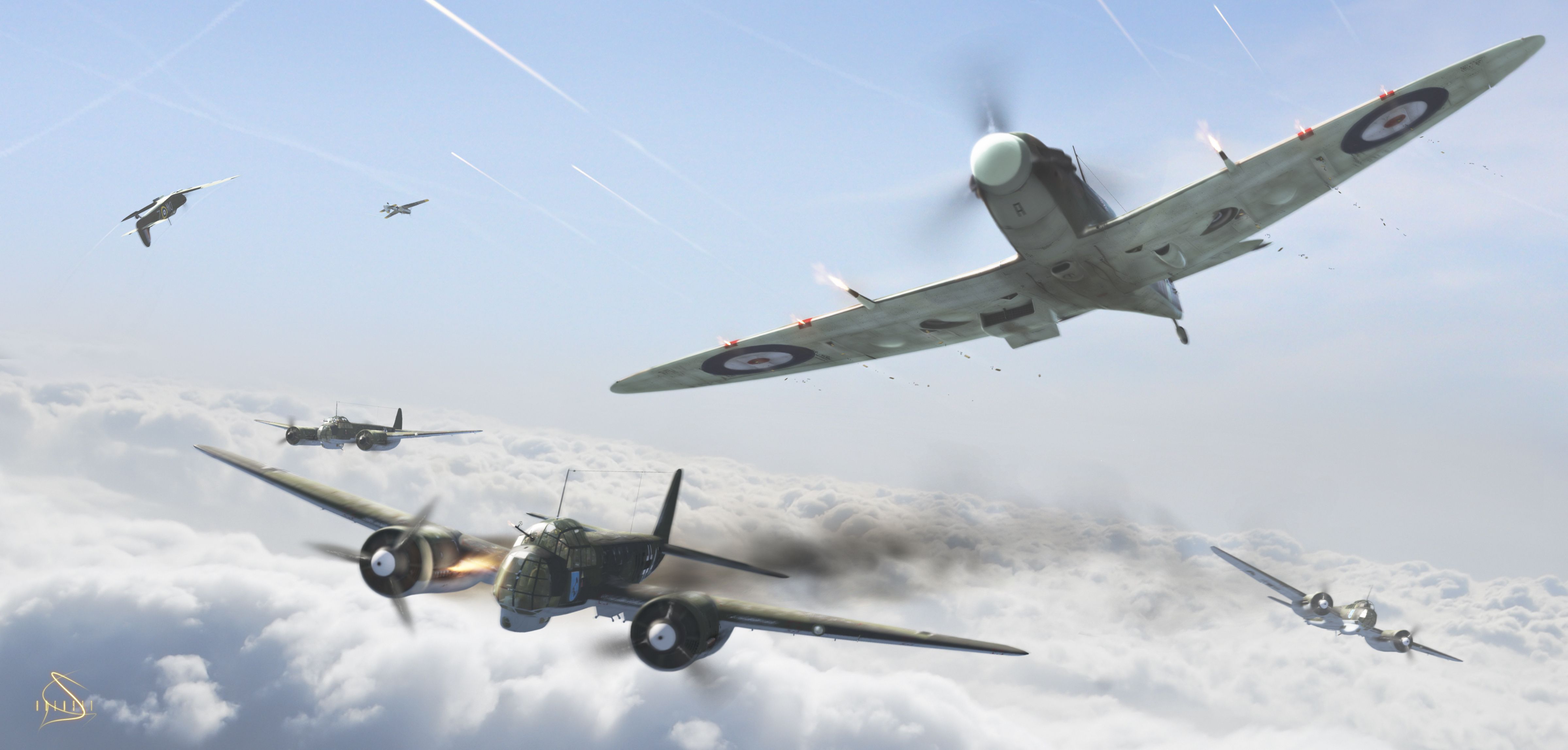 Wallpaper. Aviation. photo. picture. Dogfight, the second