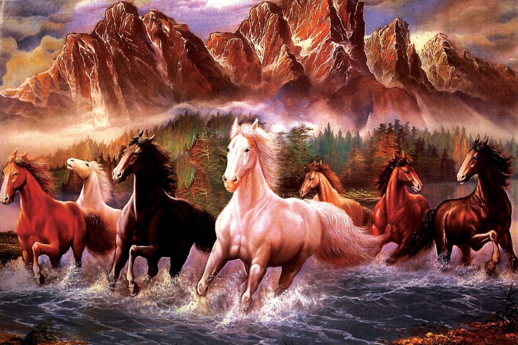 Seven Horses Painting 589 Fine Art Print (24 Inch X Seven Horses Wallpaper & Background Download