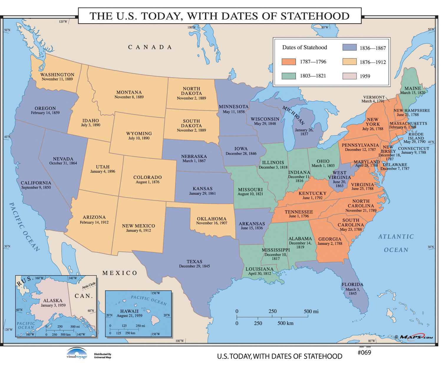Universal Map U.S. History Wall Maps.S. Today, With Dates
