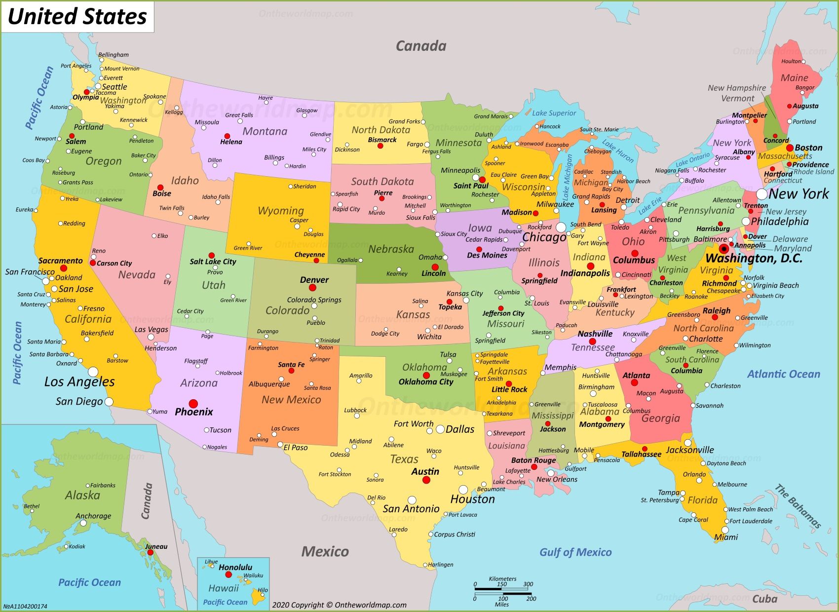 USA Map. Maps of United States of America (USA, U.S.)