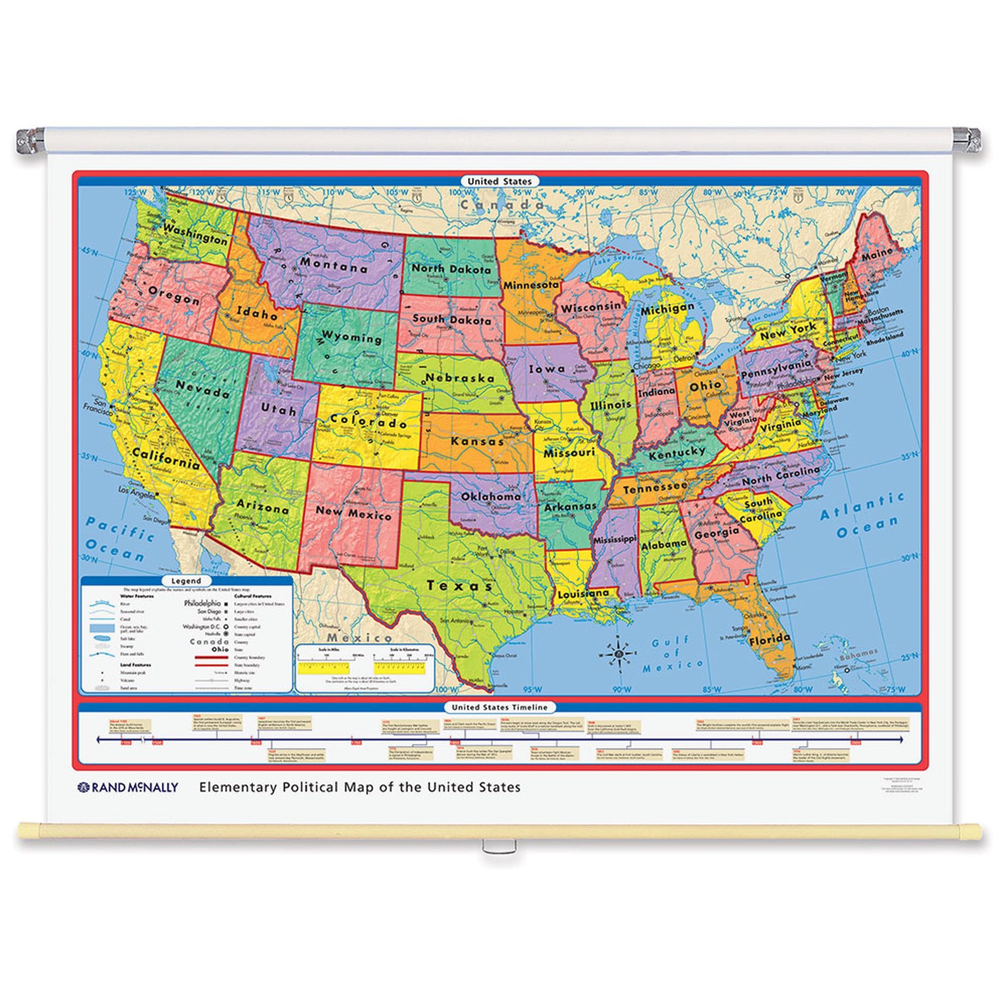 World & U.S. Elementary Political 3 Wall Map Combo