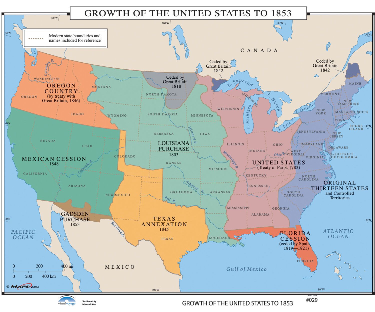 Universal Map U.S. History Wall Maps of U.S. to 1853